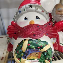 Snowman With Scene Ceramic 