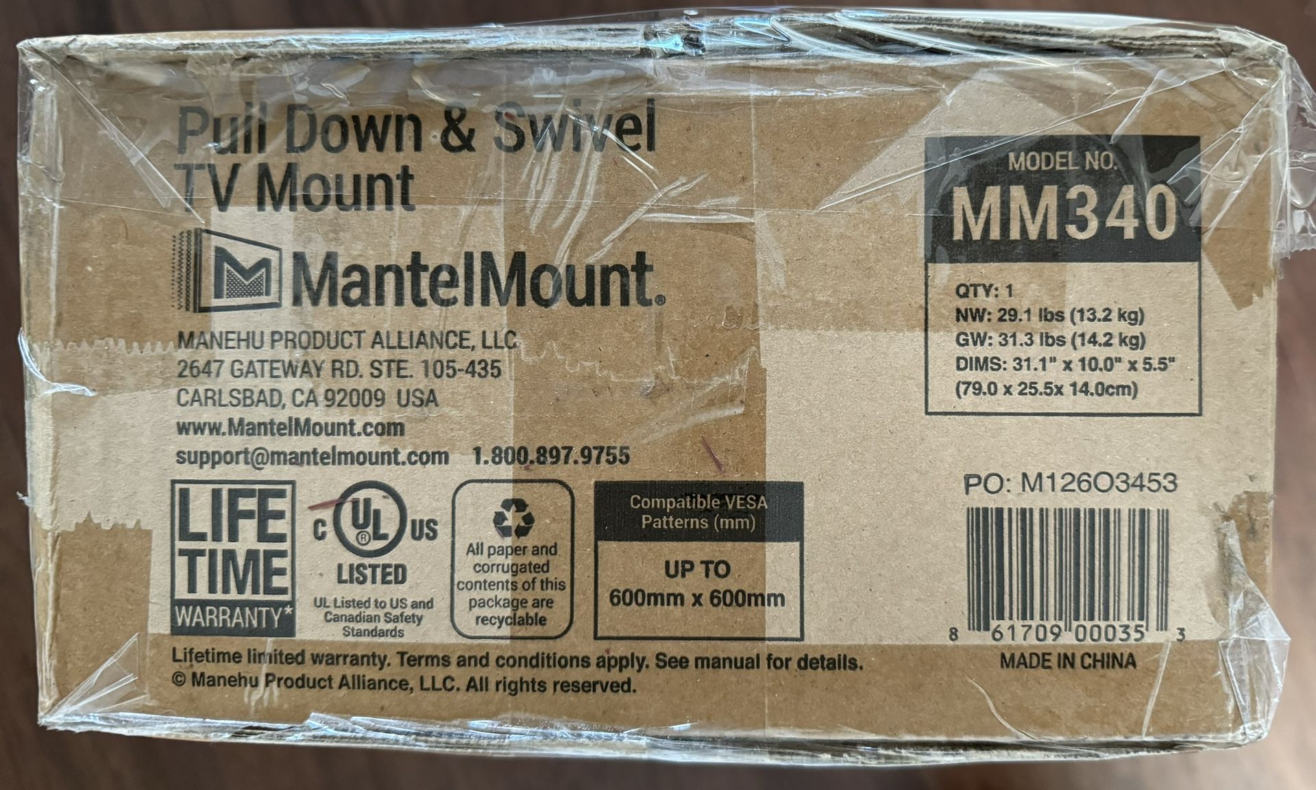 Pull down swivel TV Mount MM 340