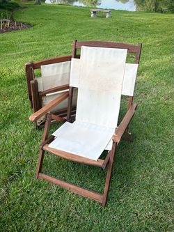 Vintage Teak Mid Century Beach Chairs
