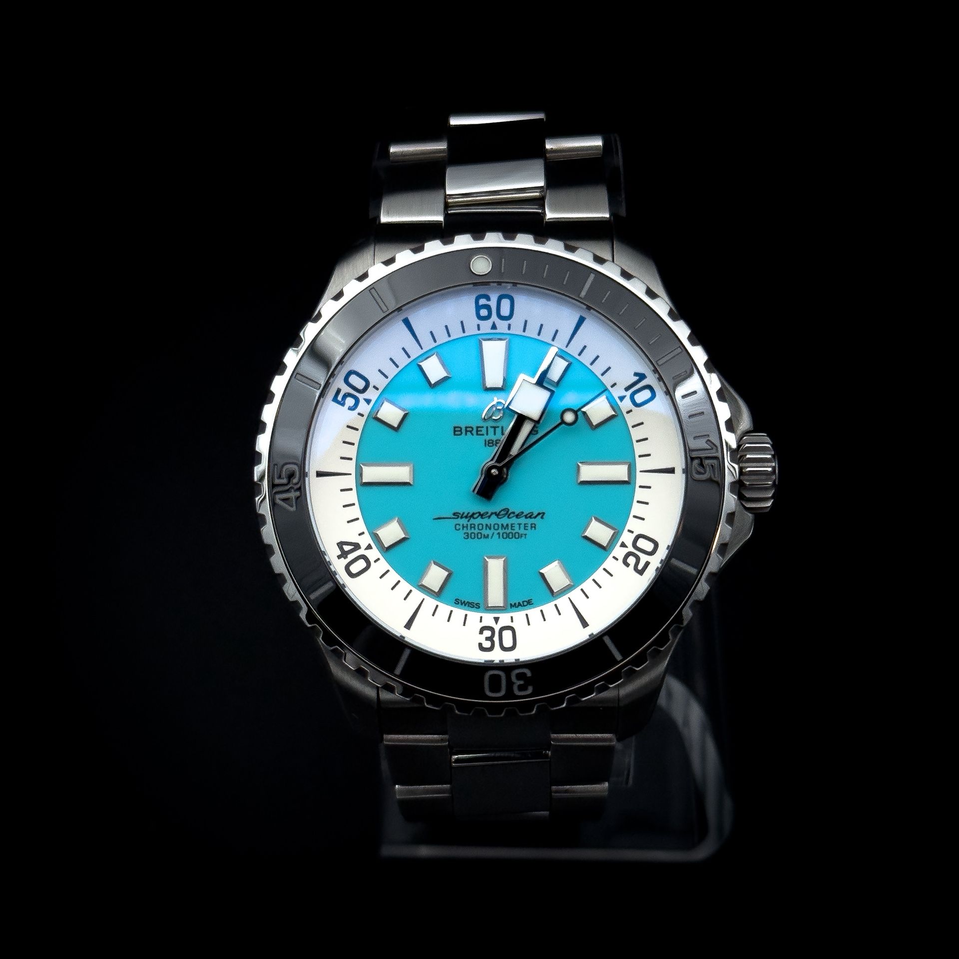 Breitling Superocean 44MM Turquoise Dial Steel Bracelet (A17376)