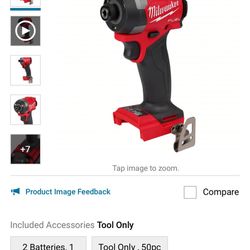 Impact Driver: 2,000 in-lb Max. Torque, 3,900 RPM No Load Speed, 4,400 ipm Impacts per Minute