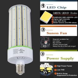 Corn Bulb, 300W E39 Mogul Base,42,000 Lumen Replacement Metal Halide/HID/HPS,5000K Daylight for Garage Warehouse Parking Light.