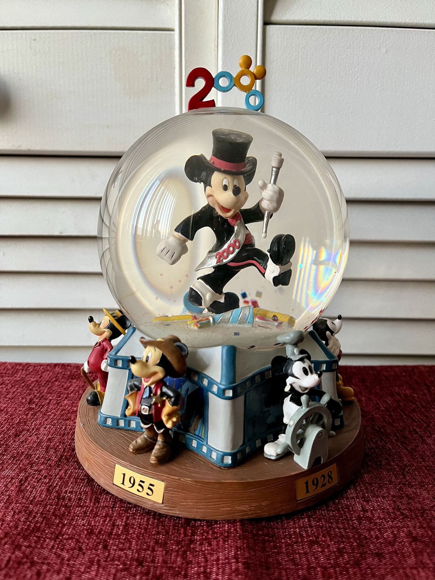 Vintage Disney Mickey Mouse Millennium Musical Large Snow Globe 5”Wx7”H 