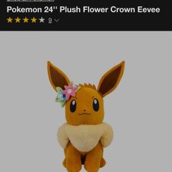 GIANT XL Eevee Pokemon Plush Jazwares 24” Plushie Flowers RARE Oversized NWOT
Pre-Owned
