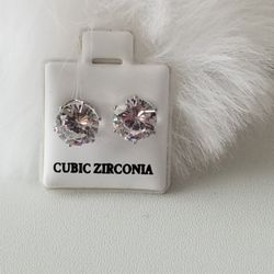 Cubic Zirconia Round Stud Earrings New