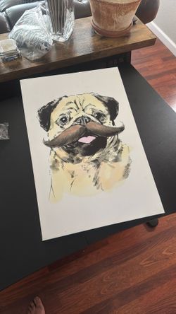 Wall Art, Dog With Mustache, 24 X 16
