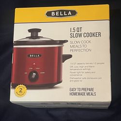 Bella 1.5 Qt Slow Cooker with Tempered Glass Lid - Red – NEW