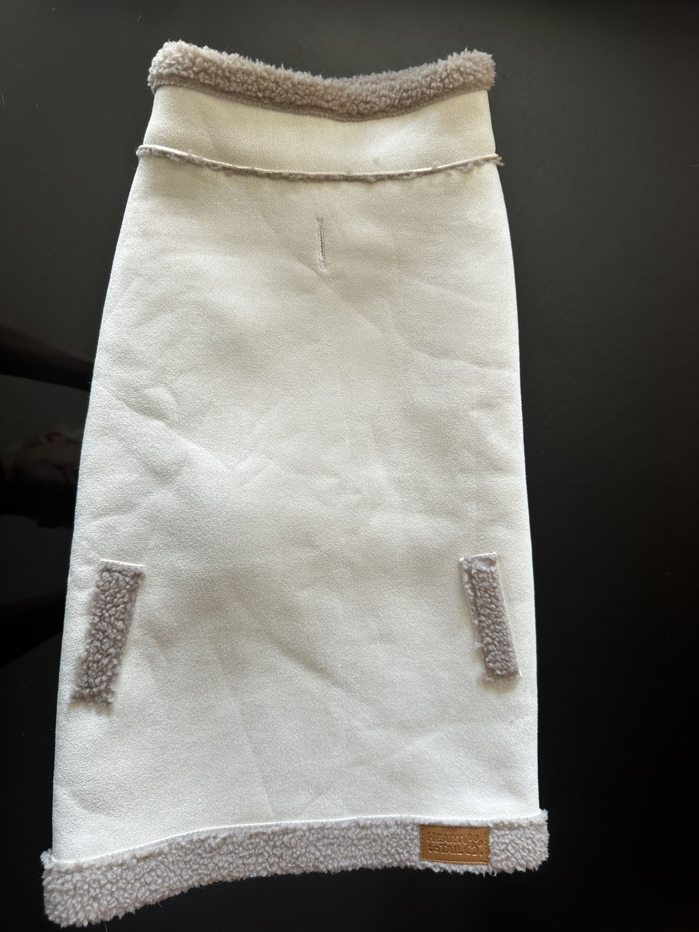 Size M Dog Jacket Sherpa Lined Beige Suede