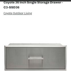 Coyote 36" stainless steel storage drawer for BBQ island