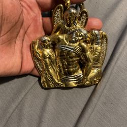 Gold Big Jesus Pendant 