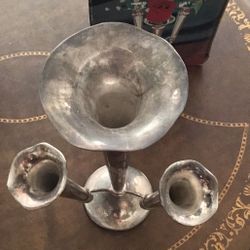 silver-plated epergne centerpiece, often used for holding flowers. Need To Be Cleaned. 