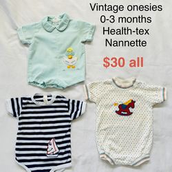 Vintage Boy Onesies by Nannette, Health-tex 0-3 months
