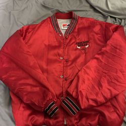 CHICAGO BULLS Red Satin SWINGSTER Jacket