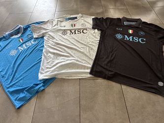 One of a kind deal - 3  Napoli Home, Away & 3rd Jersey 2XL Size Run Small
