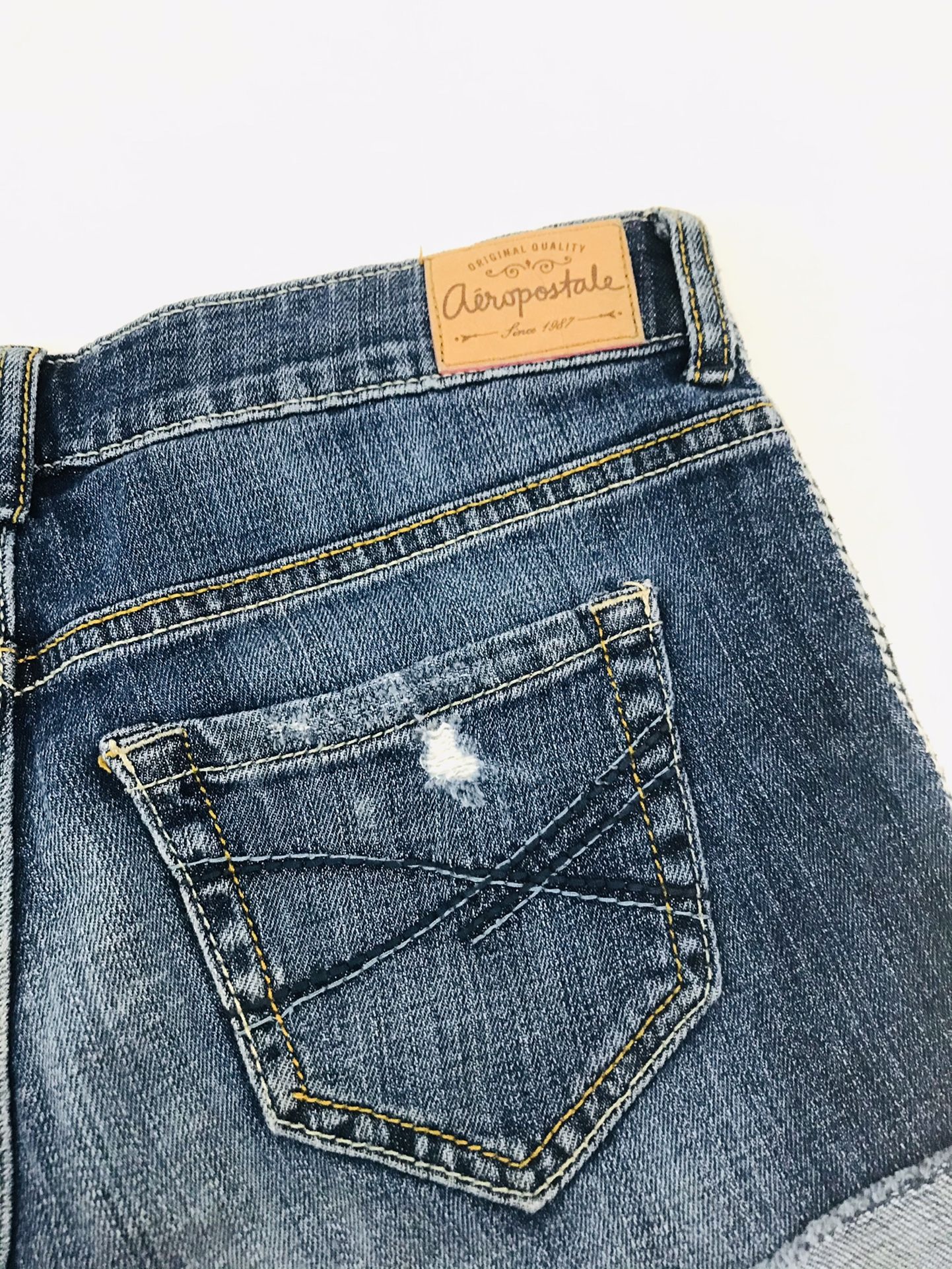 Aeropostale Destroyed Midi Denim Shorts - Size 2