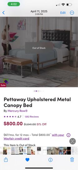 Canopy king bed and mattress