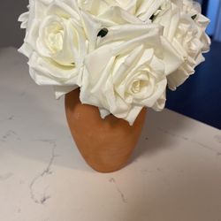 White Flowers With Ceramic Vase