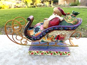 2004 Jim Shore Heartwood Creek Delivering Joy Santa Sleigh Figurine Enesco