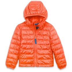 Primary Kids Sz 10 Clementine Orange Hooded Light Weight Puffer Jacket Coat GUC