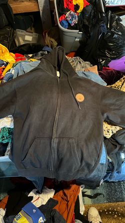 Black Zip-Up Hoodie with Patch Logo