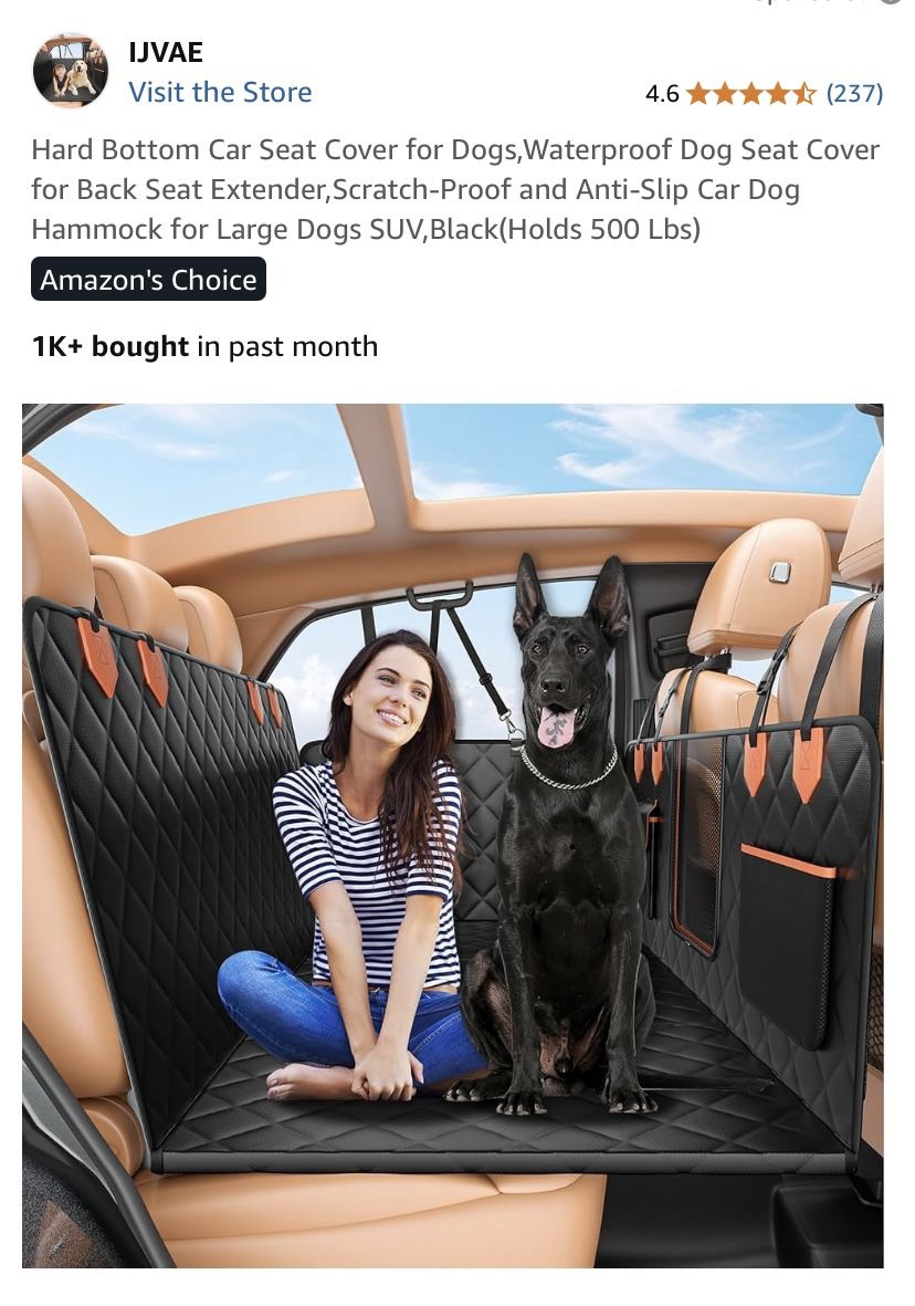 Unopened Hard Bottom Dog Car Seat Cover 