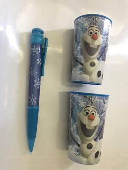 Frozen Giant Pen and Two Plastic Frozen Cups