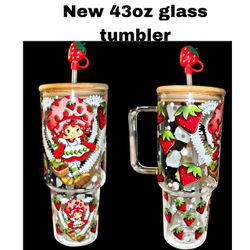 New adoranl strawberry shortcake large glass  tumbler