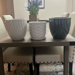 3 Small Ceramic Plant Pots