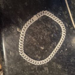 True Religion Men’s Chain Crystal Pave Wide  Necklace/Rhodium