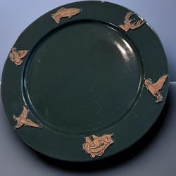 Vintage Frankoma USA Pottery  Animal  Hunter Green 11in Plate