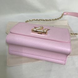Authentic Louis Vuitton Pink Microfiber Lined Twist Shoulder Bag for