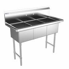 Stainless Steel Commercial Three Compartment Sink