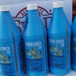  4 BOTTLES Baqua check algicide  For Swimmingpool.