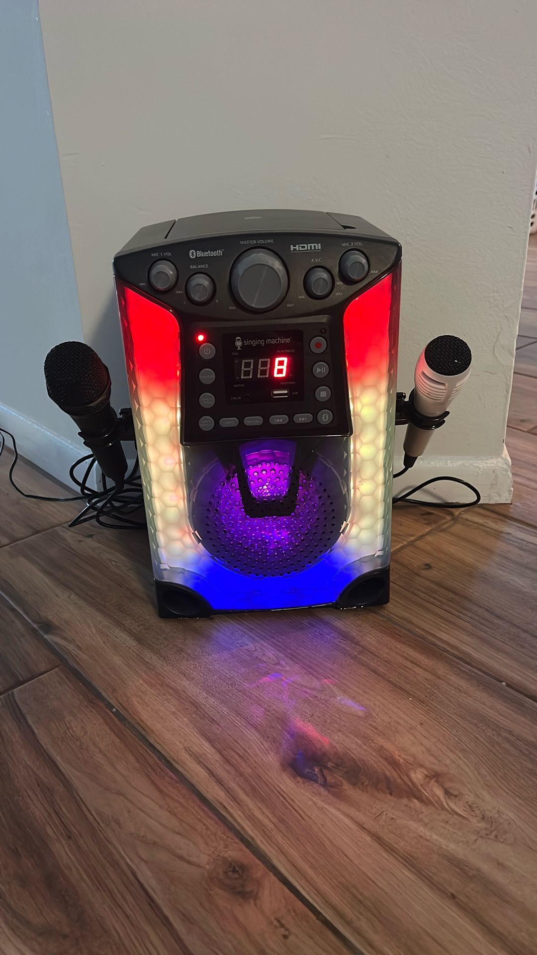 LED Karaoke Machine with 2 microphones