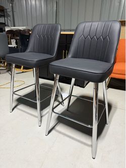 Bar Stools Set of 2,Counter Height Bar Stools with Back,Modern Faux Leather Kitchen Stools