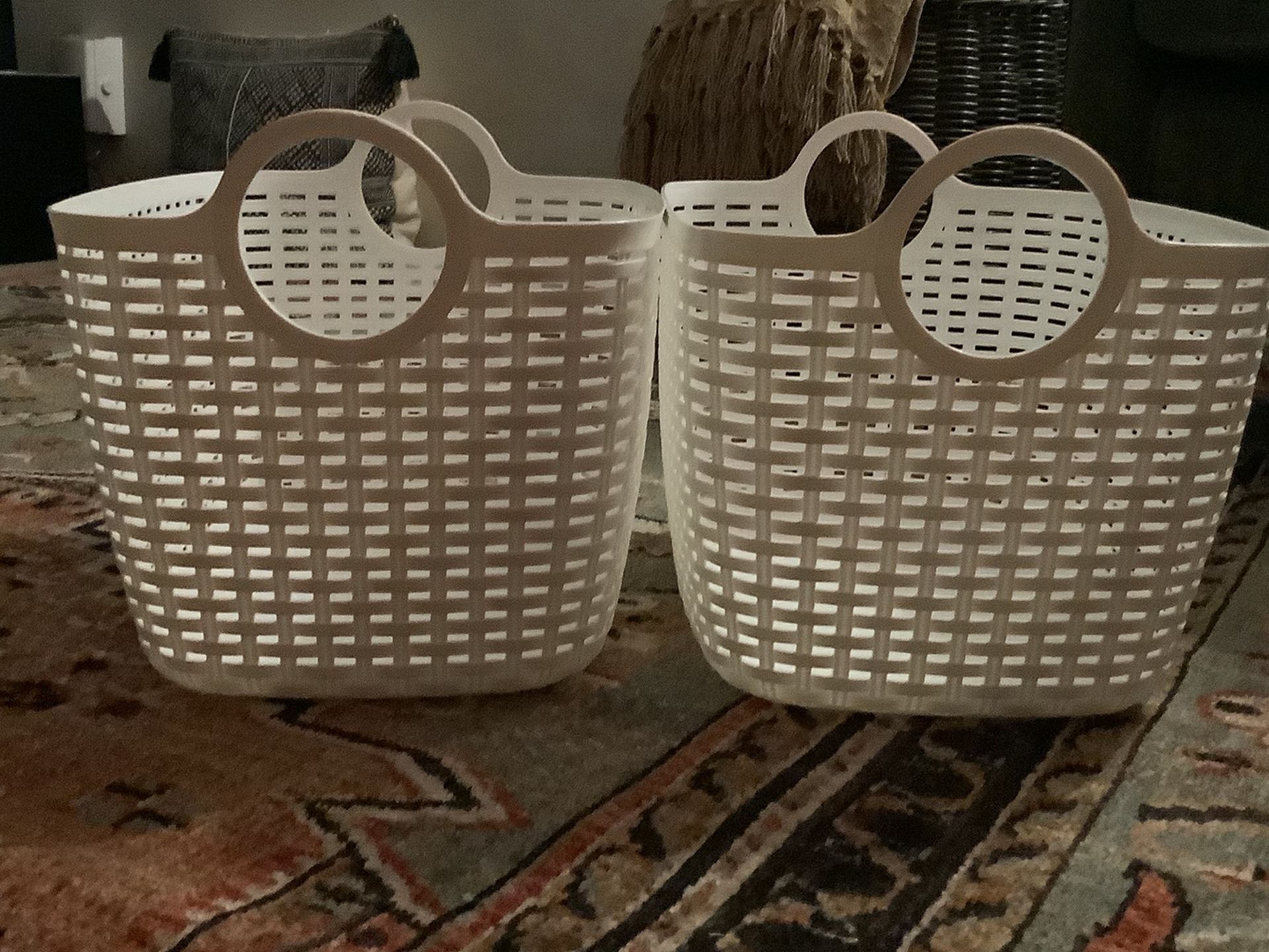 Two White Storage Baskets (No Contact Pick Up At Front Door )