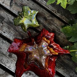 Turkish glass maple leaf platter