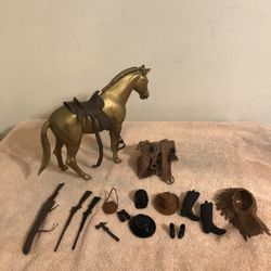 Vintage 1968 Marx Johnny West Thunderbolt Horse & Accessories Lot