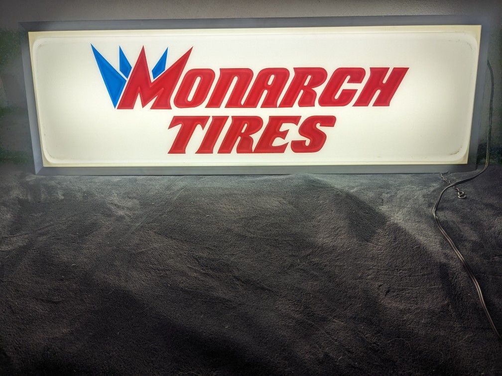 Double Sided Vintage Monarch Tire Light Sign