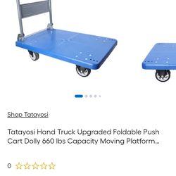 Tatayosi Hand Truck Upgraded Foldable Push Cart Dolly 660 lbs Capacity Moving Platform