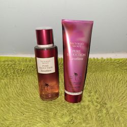 Victoria Secret Lotion 8.oz And Mist 8.4oz Pure Seduction Vacation(derby Melon,salted Amber)