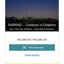 Dolphins vs Cowboys yellow Lot Parking Pass 