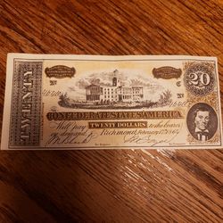 The Confederate States Of America $20 Bank Note