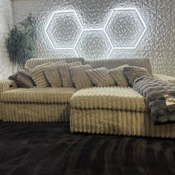 Power Sliding Chase Corduroy, Plush Sectional Couch, Fast Charging, And Usb