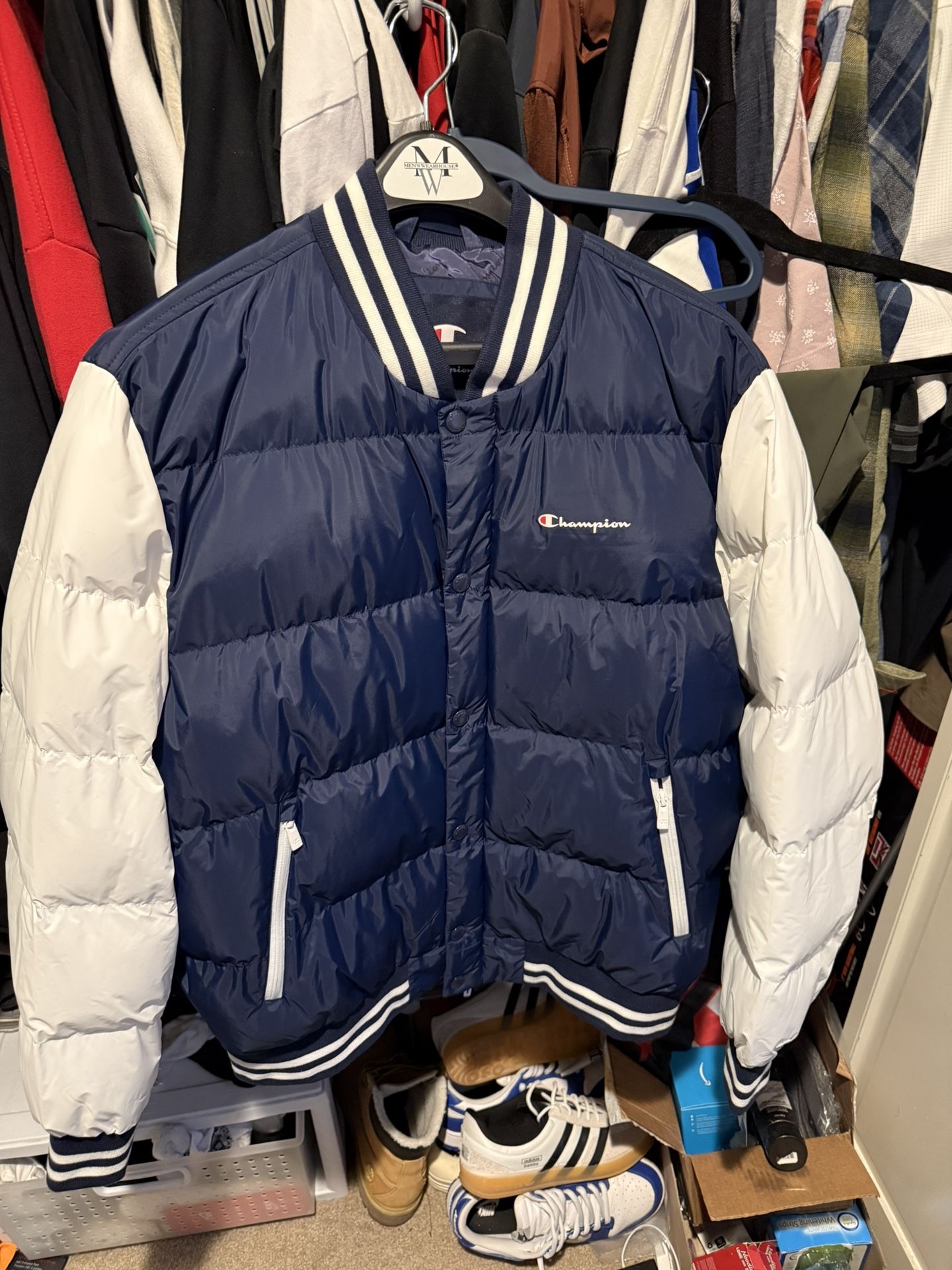 Champion Bomber Jacket - Navy And White
