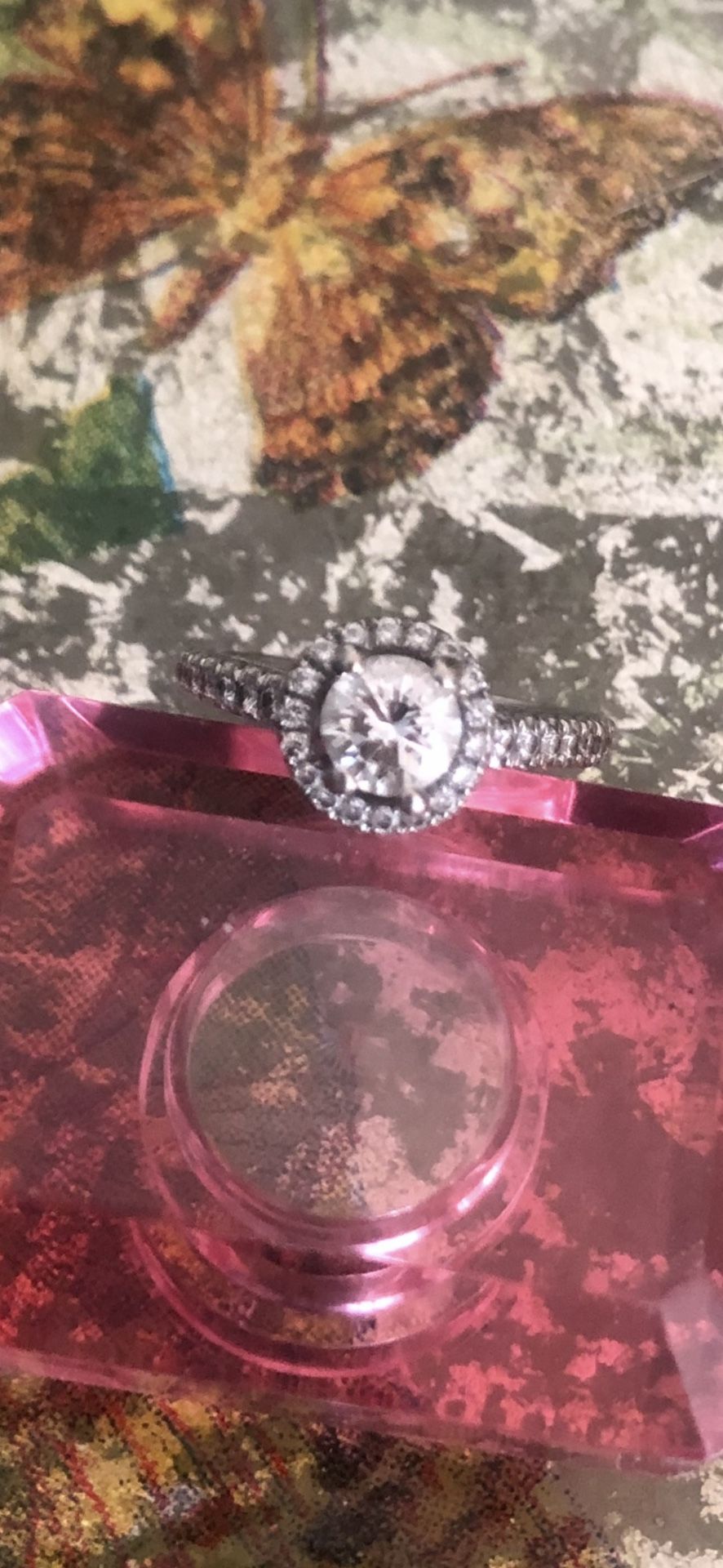 White Gold Halo Real Diamond Engagement Ring