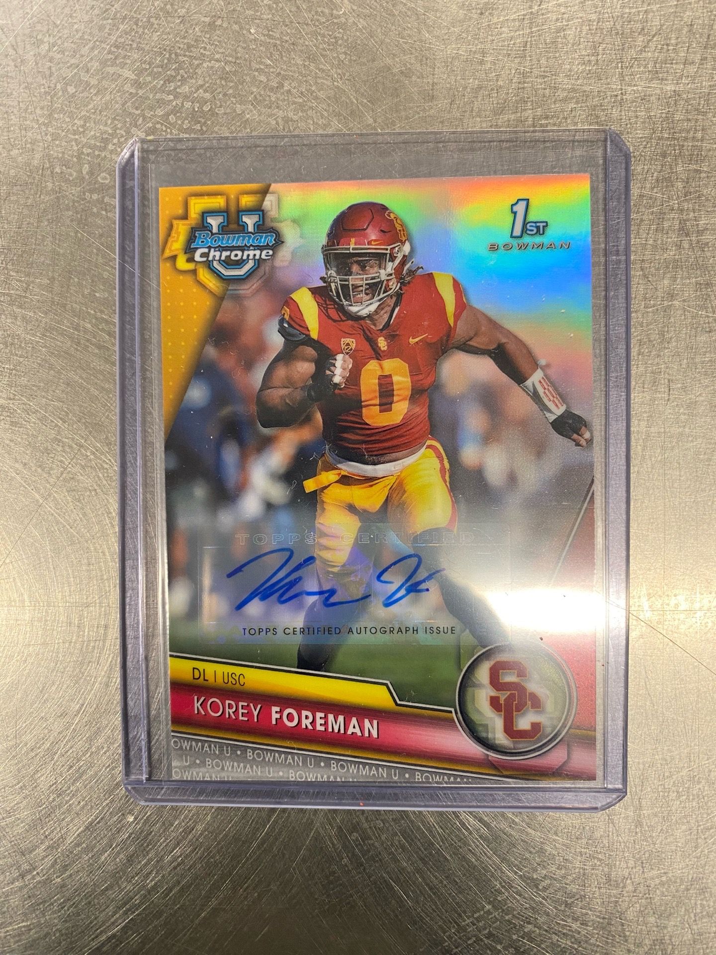 2023 Bowman U Chrome Korey Foreman Prospect Auto Refractor /499 USC Trojans #190