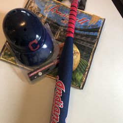 Rawlings NEW Indians 26” Bat, Ball and Helmet w/bag - $25