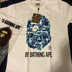 white/blue bape shirt