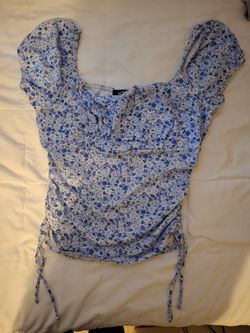 Cute Blue Flower Sunmer Top